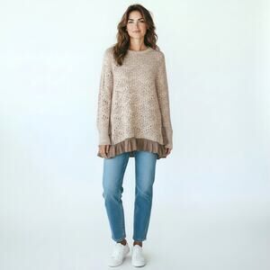 KNOX ROSE Woman's Open Knit Ruffled Sweater L Playful Coquette Cottage